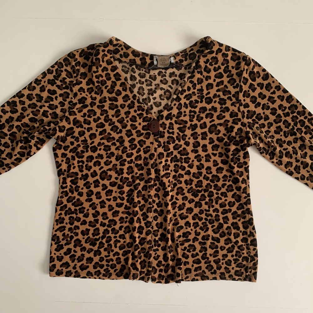 Small Leopard Print Cardigan, Single Brown Button